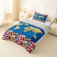 thumbnail image 2 of Manfei World Map Twin Comforter Sets,International Flags Bedding Set,Gold Blue,Light Gray Reversible,2 Pieces,1 Comforter and 1 Pillowcase, 2 of 7