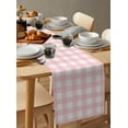 thumbnail image 3 of Pink Buffalo Plaid Table Runner Farmhouse Pink White Checkered Tablerunners 18 x 72 Inch, Table Decorations Tabletop Scarf for Summer Gathering Holiday Farmhouse Kitchen Dining Decor, 3 of 6