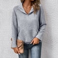 thumbnail image 5 of Yuhangmm Women Hoodies Long Sleeve Hoodless Sweatshirt Casual Crewneck Pullover Soft Comfortable Blouse Top for Everyday Style Grey S, 5 of 9