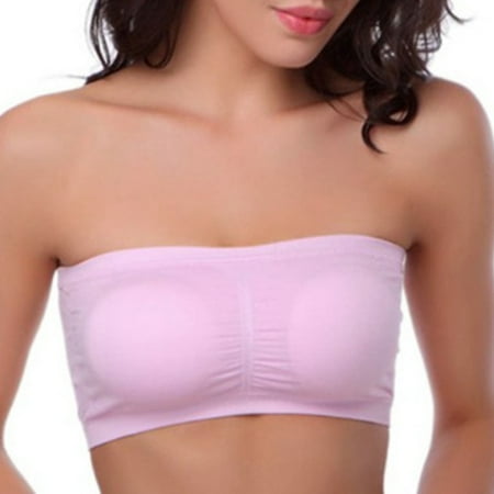 

Women s Wireless Seamless Bra Strapless Bra Women Clothing Pink 2XL