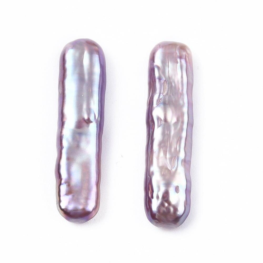 Natural Baroque Keshi Pearl Beads Freshwater Pearl Beads No Hole Rectangle Thistle 23~24x5~7x3.5~5mm