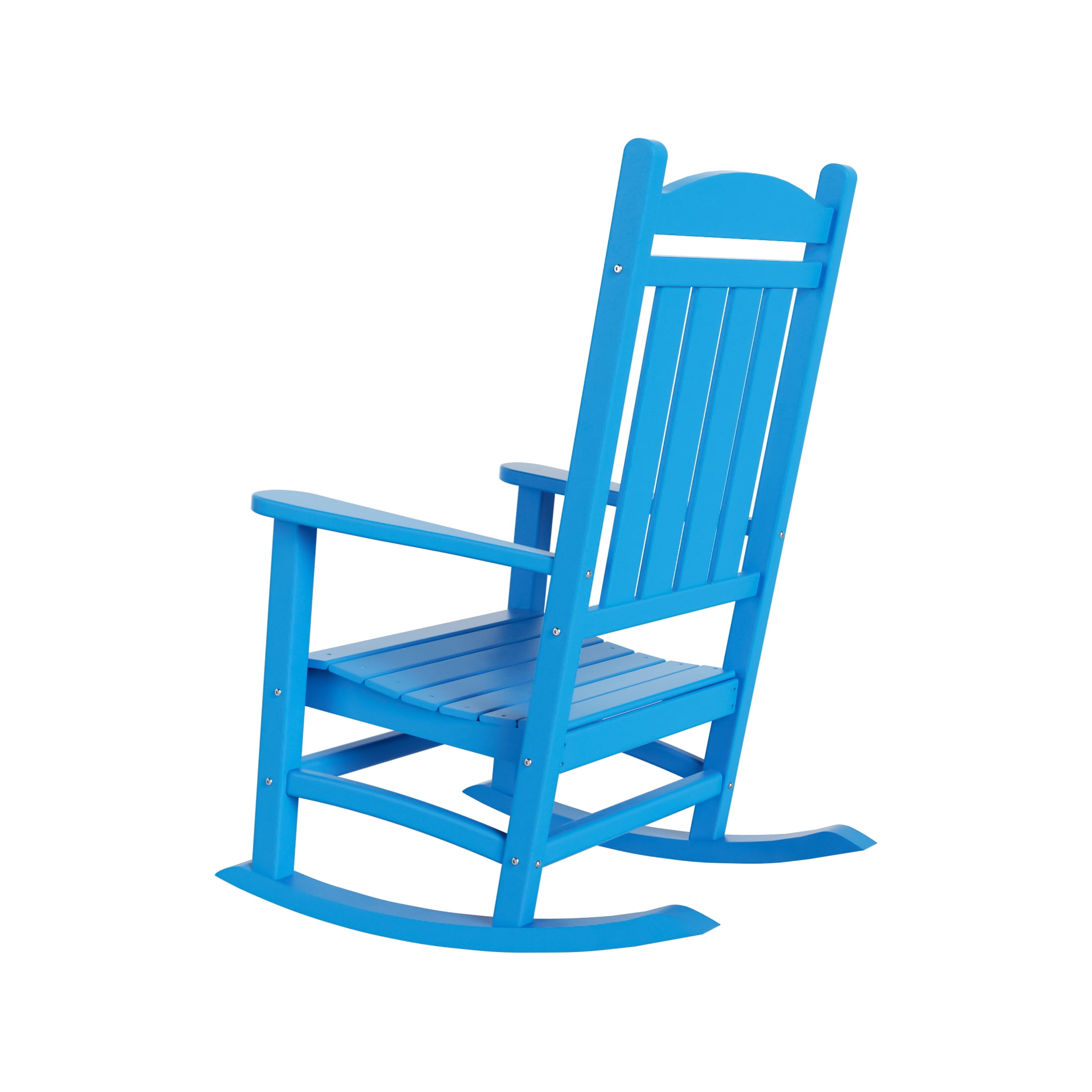 GARDEN Set of 2 Classic Plastic Adirondack Porch Rocking Chairs, Pacific Blue