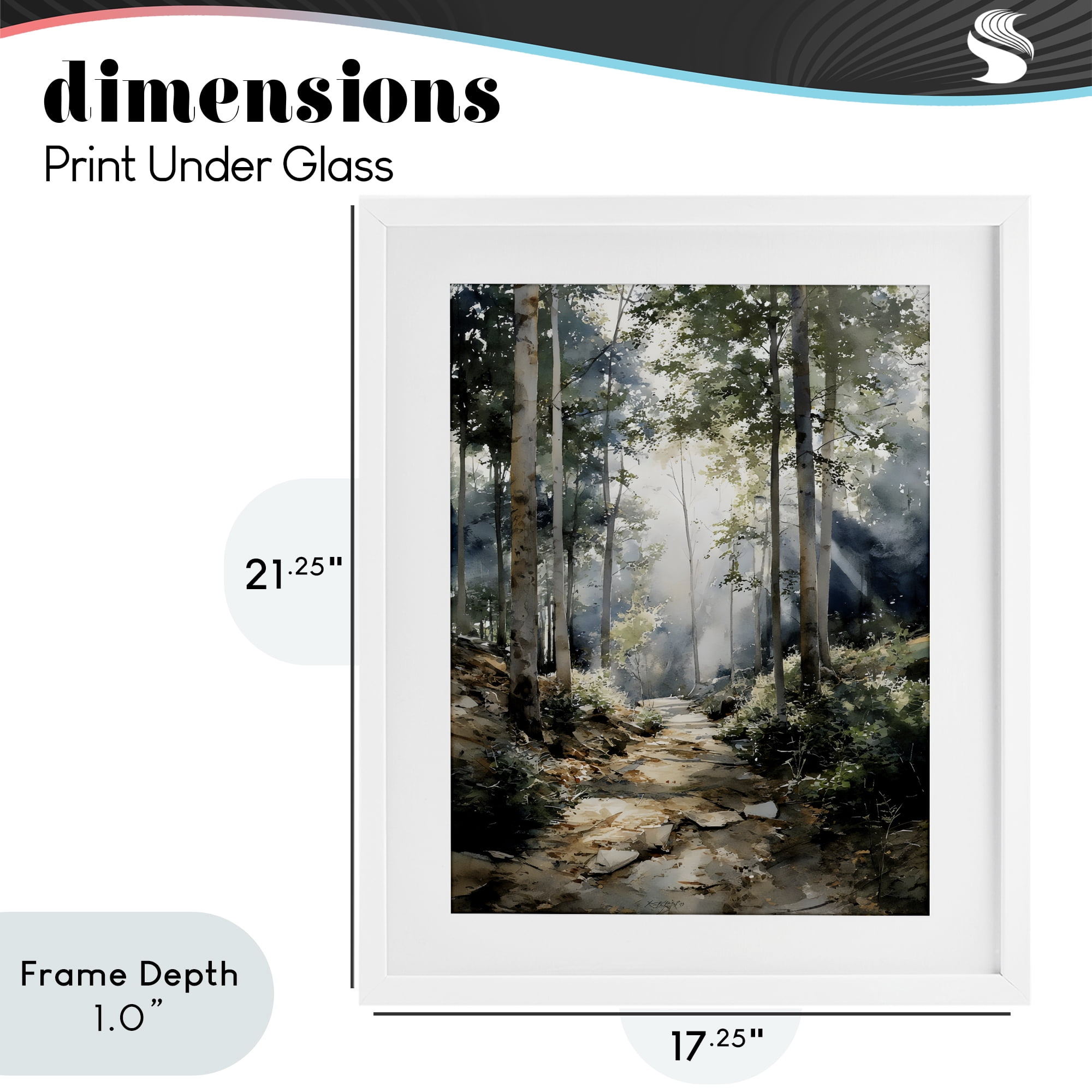 Stupell Industries Through The Woods Pathway White Framed Print Under Glass, design by Franklyn Gregory