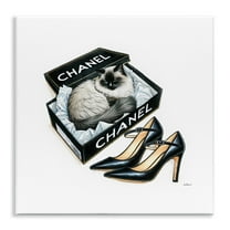 Stupell Industries Cat in Glam Shoebox Animals Painting Unframed Art Print Wall Art, 12 x 12