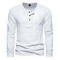 thumbnail image 1 of Yuyuzo Men Basic Tops Long Sleeve 1/4 Button Notch V Neck Cozy Fall Casual Shirts Blouse Solid Color, 1 of 5