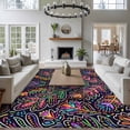 thumbnail image 3 of Area Rug for Living Room, Mexico Flower Non-Slip Indoor Large Carpet for Bedroom/Dining Room, Abstract Geometric Colorful Floral Plant Washable Low-Profile Rectangle Floor Runner Rugs - 5 x 8 Ft, 3 of 8