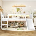 thumbnail image 3 of Newest Space-Saving Teens and Adults Organized & Relaxing Solid Wood Twin XL Low Loft Bed with LED Lights and Storage Shelves, White, 3 of 18