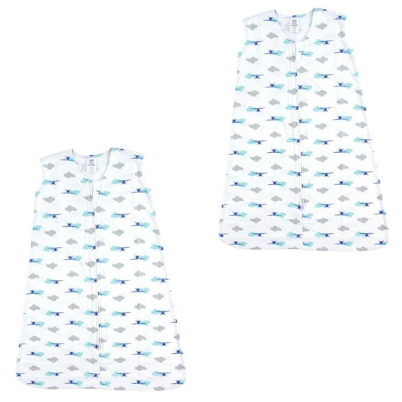 Luvable friends Baby Boy and Girl Jersey Cotton Sleeping Bag 2 Pack, Airplane, 0-6 Months