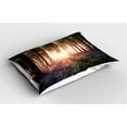 thumbnail image 2 of Ambesonne Forest Pillow Sham 2 Pack, Sunrise Woods in Spring, 36"x20", Purple Green, 2 of 3