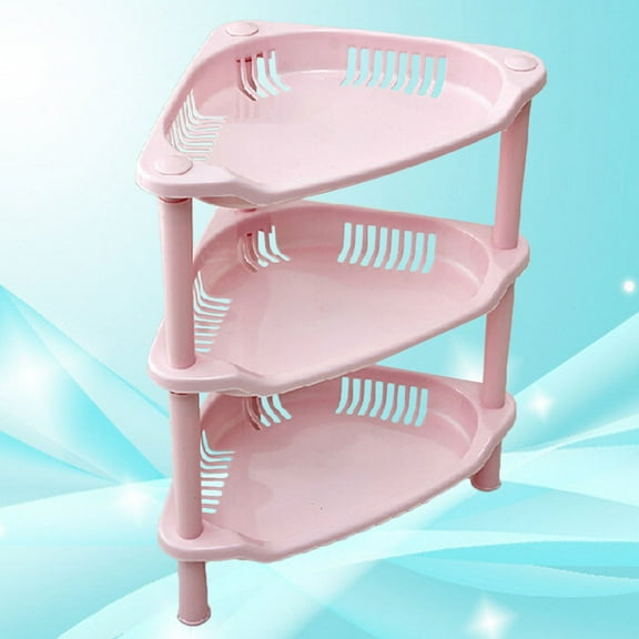 KALLORY Plastic Shower Shelf Pink 1Pcs 13.4x11x7.5in Bathroom Home Use