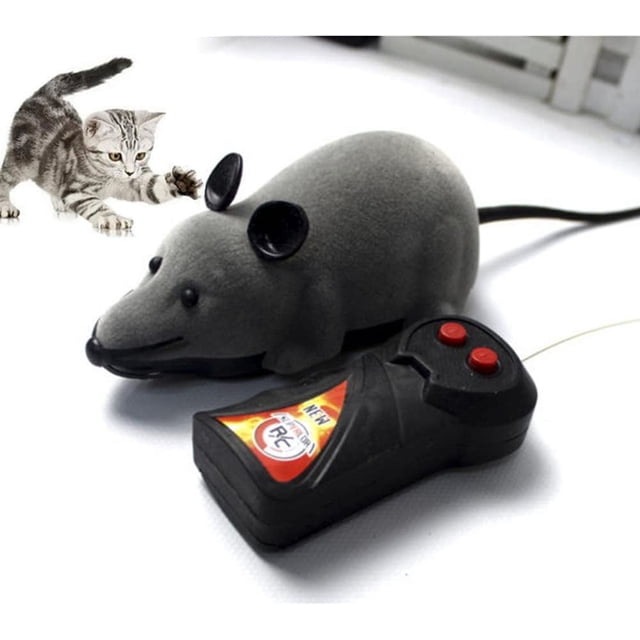 Ratón de juguete con control remoto inalámbrico para gato, perro, regalo divertido y novedoso, color gris