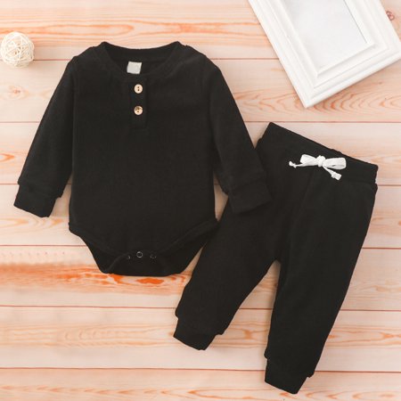 

Hunpta Newborn Infant Baby Girls Boys Winter Long Sleeve Solid Shirt Tops Pants 2PCS Outfits Toddler Clothes Set