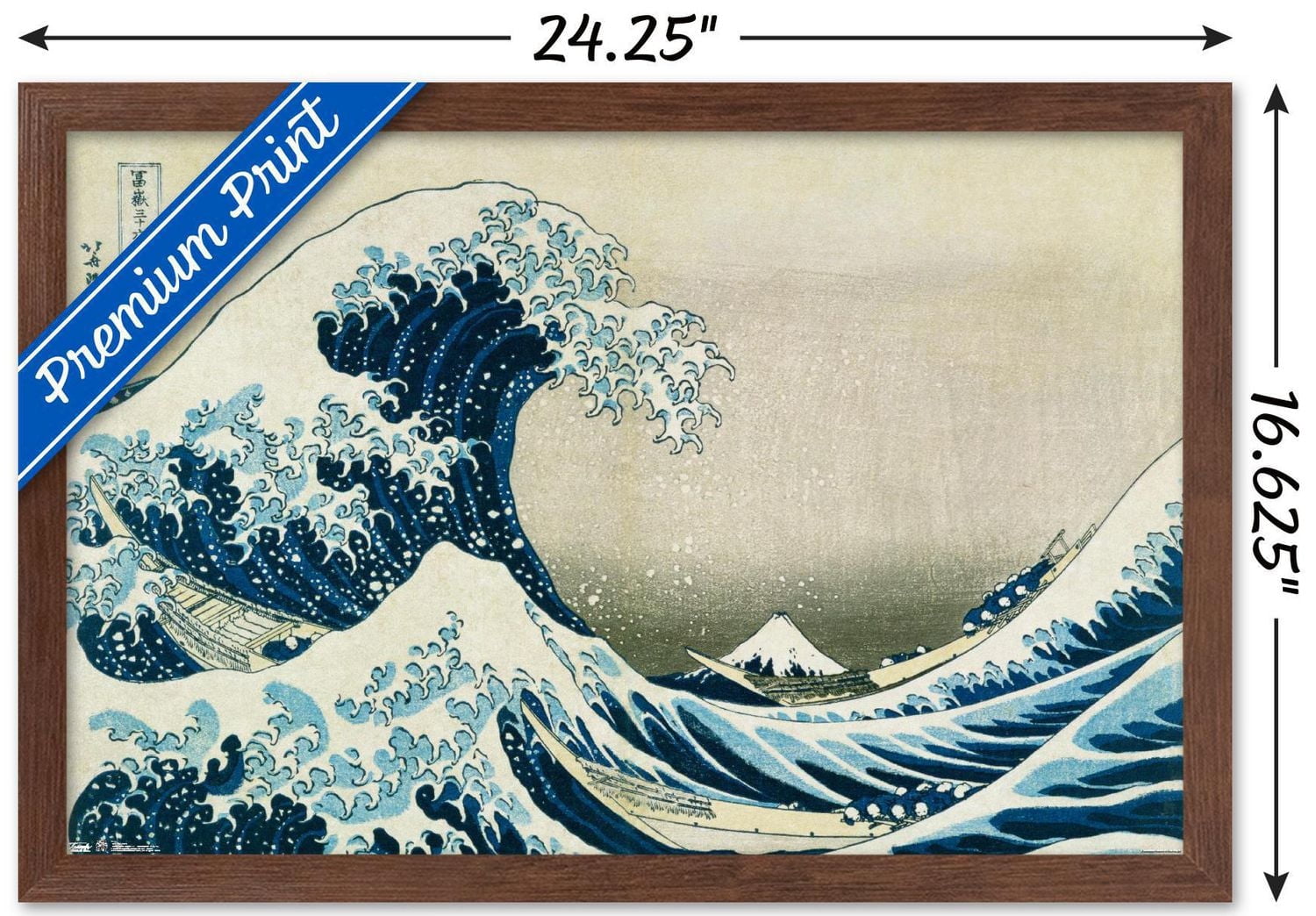 The Great Wave off Kanagawa by Hokusai Wall Poster, 22.375" x 34" Framed