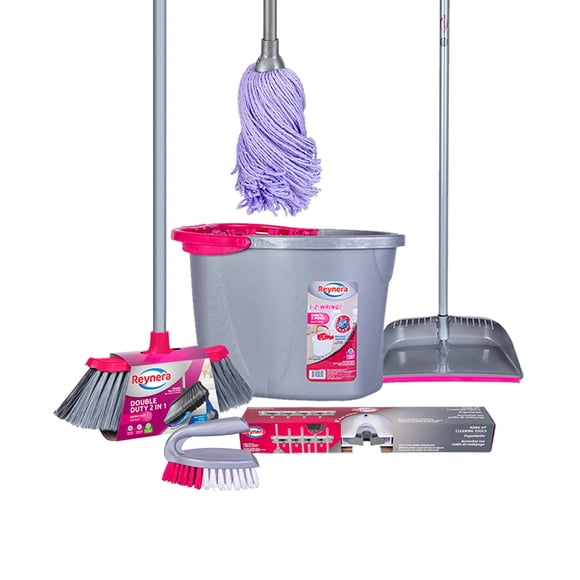 Kit Organiza, Cepilla Y Limpia Tu Hogar Con Cubeta Mop Escoba Cepillo Recogedor y Colgador Reynera 6-0-5073 Reynera 6-0-5073