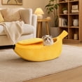 thumbnail image 5 of Banana Shaped Enclosed Cat Dog Bed Warm Cozy Hooded Cave Bed for Small Medium Pets Soft Plush Sleeping House(23.62*7.87*6.69In), 5 of 7