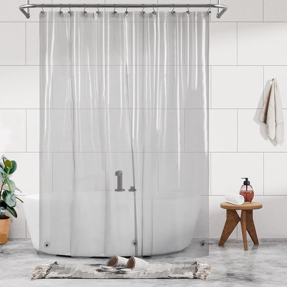 AUQ Extra Long Clear Black Shower Curtain Liner with 3 Magnets-72" X 84" Xl,Waterproof Peva Lightweight Shower Liner for Bathroom,Pvc Free,Metal Grommets-Clear Black,72X84