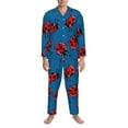 thumbnail image 3 of Sikiie Colorful Ladybird Mens Pajama Set, Soft Warm Long Sleeve Sleepwear, Cozy Button-Down Pjs for Men-XX-Large, 3 of 7