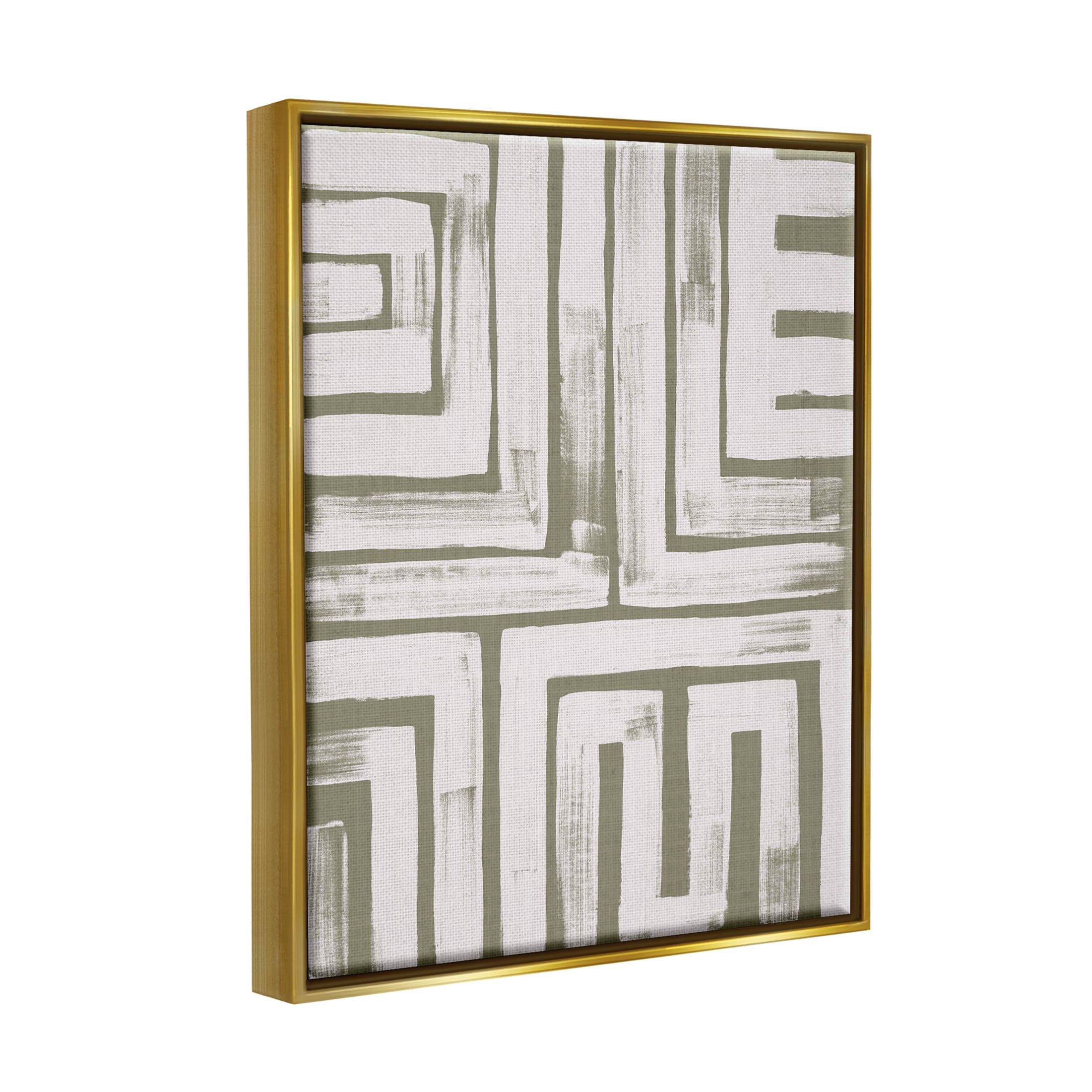Stupell Industries Square Shape Abstract Pattern Graphic Art Metallic Gold Floating Framed Canvas Print Wall Art, Design by June Erica Vess