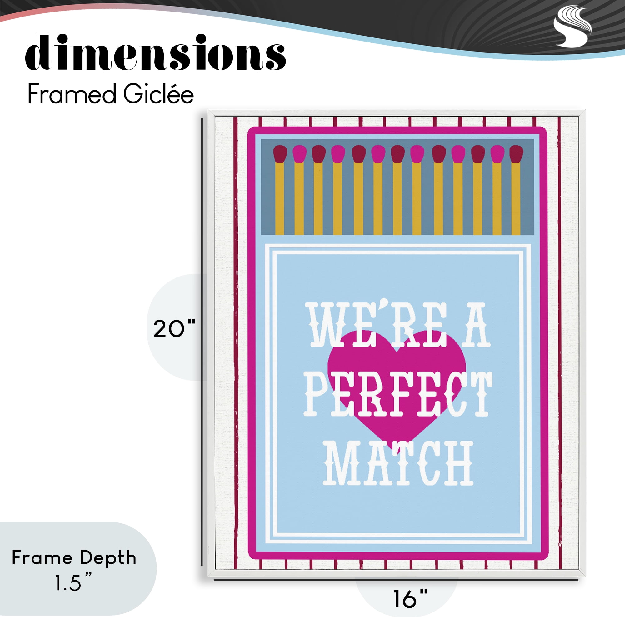 Stupell Industries We're A Perfect Match White Framed Giclee Art, design by Lil' Rue