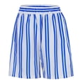 thumbnail image 4 of AJGRHE Women's Fashion Striped Casual Elastic Waist Pocket Shorts Blue XL, 4 of 9