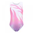 thumbnail image 1 of Children Girls Sleeveless Ballet Practice Dance Wear Gymnastics Bright Color Jumpsuit, Pink & White 5-6Y, 1 of 11