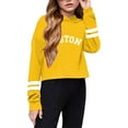 thumbnail image 4 of Arlun Girls Cropped Sweatshirts Kids Casual Loose Active Letter Printed Long Sleeves Hoodies Loose Comfortable Lightweight Striped Fall Winter Thin Pullover Tops Yellow 8-9Years, 4 of 4