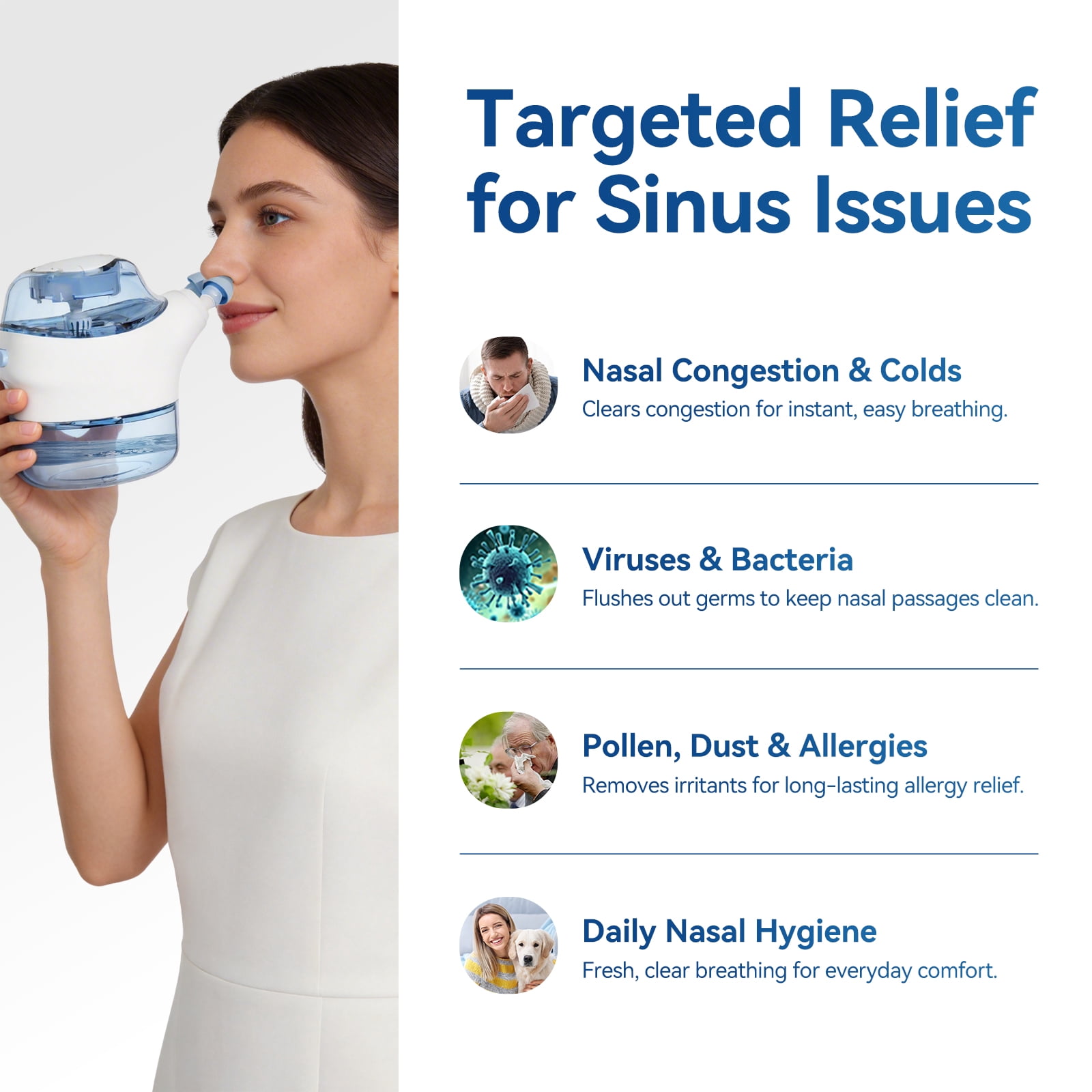 Nascool Nasal Irrigation System with 50 Salt Packets, Sinus Rinse Machine for Nasal Symptoms