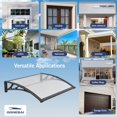 thumbnail image 3 of 32"x120" Window Awning Door Canopy, ABS Bracket & Polycarbonate Hollow Sunboard, Brown & Black Outdoor Rain Snow UV Protection Cover for Front Door, Window, Patio, Balcony, 3 of 8