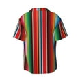 thumbnail image 4 of Goofa Mexican Serape Blanket Stripes Printed Men's Casual Short-sleeved Shirt,Lightweight Breathable Button-down,Summer Casual men's top,Versatile Fashion shirt-Medium, 4 of 7