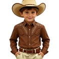 thumbnail image 3 of Hiijoy Boys Long Sleeve Western Cowboy Shirt Vintage Button Down Shirt Top, Sizes 10-11, 3 of 3
