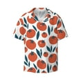 thumbnail image 4 of Uemuo Hand Drawn Tomatoes Pattern Cotton Linen Short Sleeve Shirts,Casual Lightweight Button Down Shirts,Vacation Beach Summer Tops-, 4 of 7