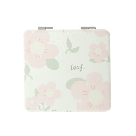 Unique Bargains 1 Pc Women Durable Square Shape Handheld Mirror for Travel Pink Glass