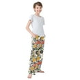 thumbnail image 4 of FORMRS Kids Pajama Pants with Pockets Size 11-12Y Boys Lounge Sleep Bottoms, Black Flowers Pattern, 4 of 8