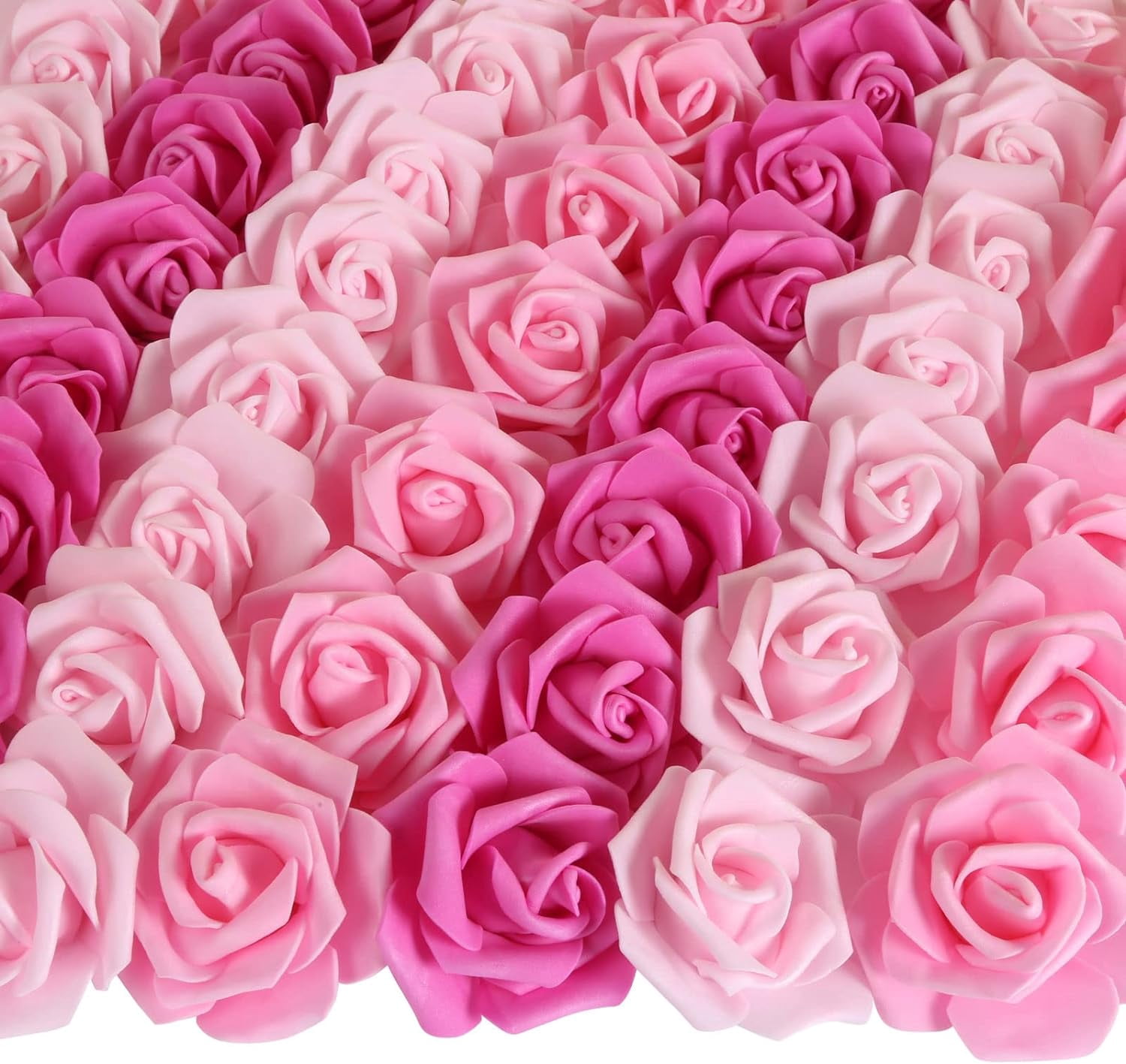 100pcs Black Roses Artificial Flowers,3inch White Foam Fake Rose Heads Stemless Gray Faux Flowers Bulk for DIY Crafts,Cake Wedding,Baby Shower Centerpieces Decor(Black,White,Gray)