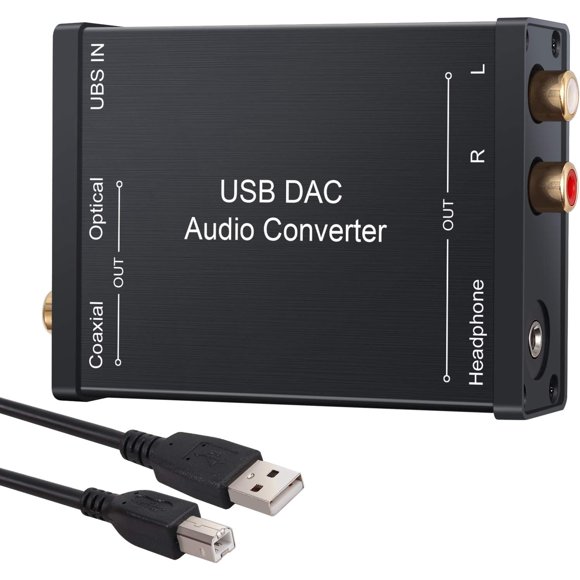 USB to SPDIF Coaxial RCA and 3.5mm Headphone Jack Converter USB DAC Optical Audio Adapter USB DAC PCM for Windows Mac PS4 PS3