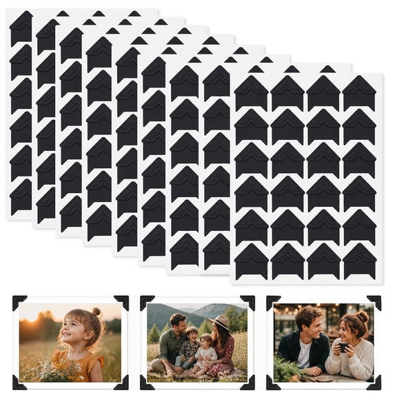 Photo Corner Stickers Black Photo Mounting Corners for for DIY Scrapbooking Stickers Album Journal Diary 20 Sheets