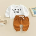 thumbnail image 2 of Infant Baby Boys Fall Winter Outfits Long Sleeve Sweatshirt Letter Print Pullover Tops Jogger Pants Set, 2 of 6