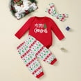 thumbnail image 3 of WIBACKER 3-24M Christmas Newborn Infant Baby Girls Outfits Cotton Romper Bodysuit Pants Headband Set Toddler Fall Winter Clothes, 3 of 9