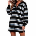 thumbnail image 5 of Tqcoqu Women's Striped Sweatshirt Dress Long Sleeve V Neck Oversized Pullover Sweatshirt Fall Outfits, 5 of 10