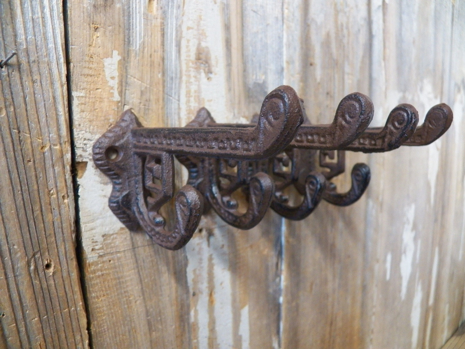 4 Antique Style Rustic Cast Iron Victorian Eastlake School Coat Hooks Hardware 