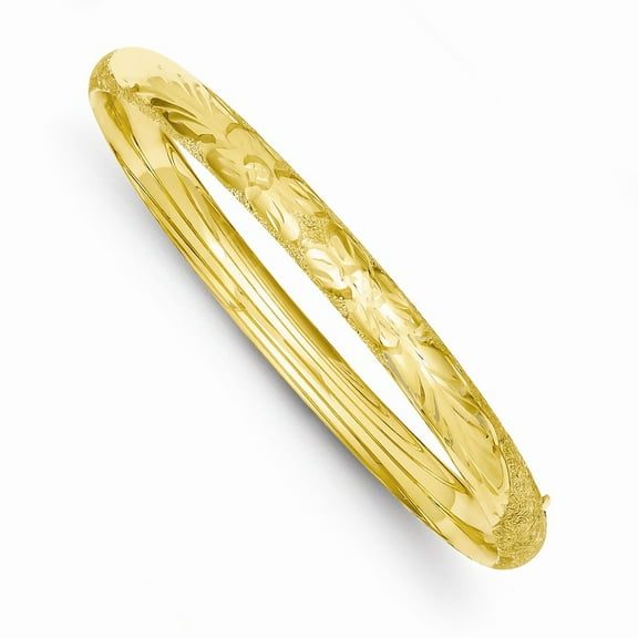 14K Yellow Gold bracelet Bangle 7 mm 4 16 Laser Cut Hinged