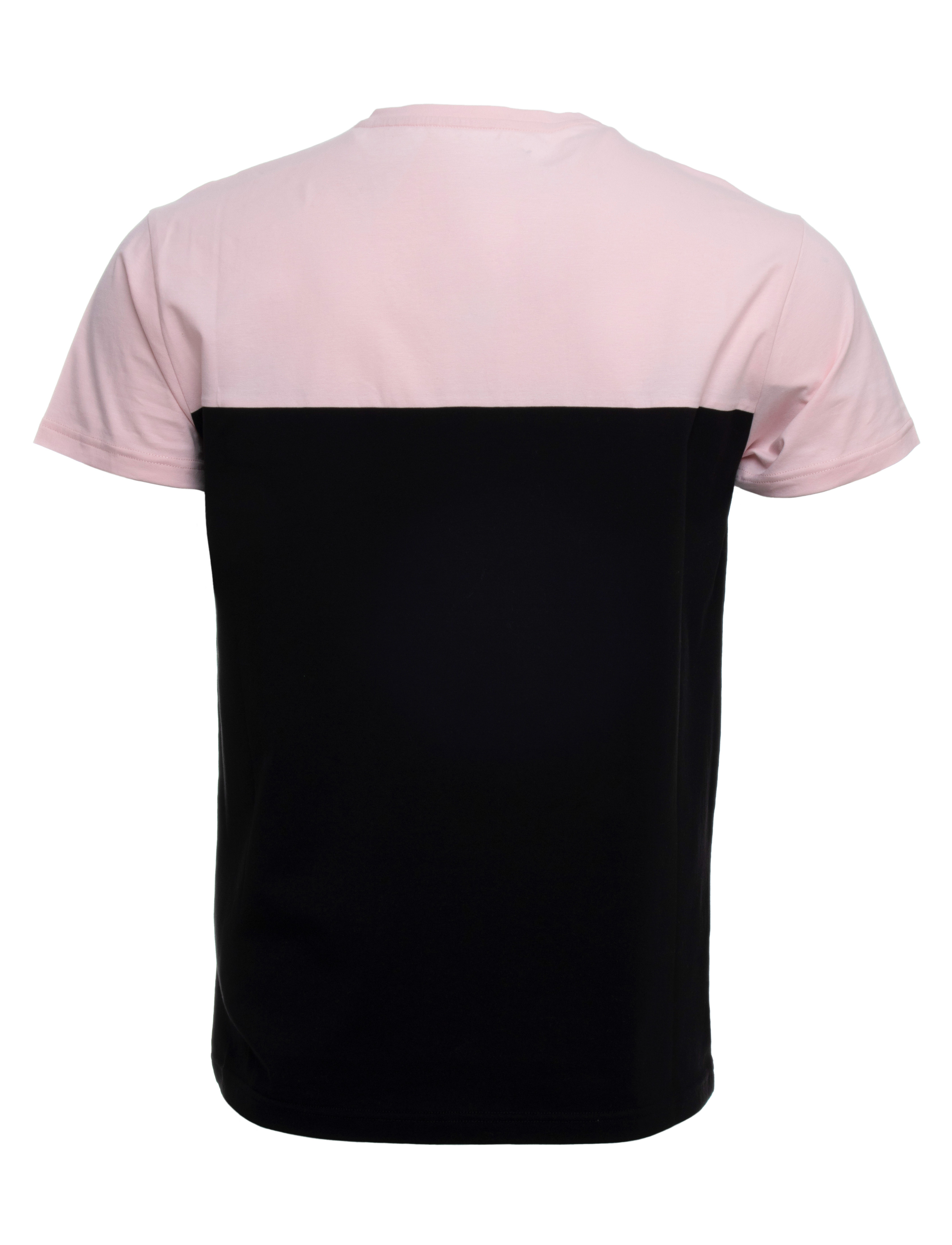 X RAY Men's Soft Stretch Cotton Solid Colorblock Short Sleeve V-Neck Slim Fit T-Shirt, Fashion Sport Casual Tee for Men, Black/Baby Pink Size Medium - image 2 of 4