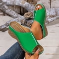 thumbnail image 3 of HomeDM Women's Wedge Platform Sandals Open Peep Toe Slip-On Casual Summer Beach Vacations Slide Sandals, Green Size 9.5, 3 of 9