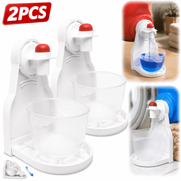 2 Pack Laundry Detergent Cup Holder, Emlimny Foldable Detergent Drip Catcher Fit for Most Economic Sized Softener Detergent Bottles(White)