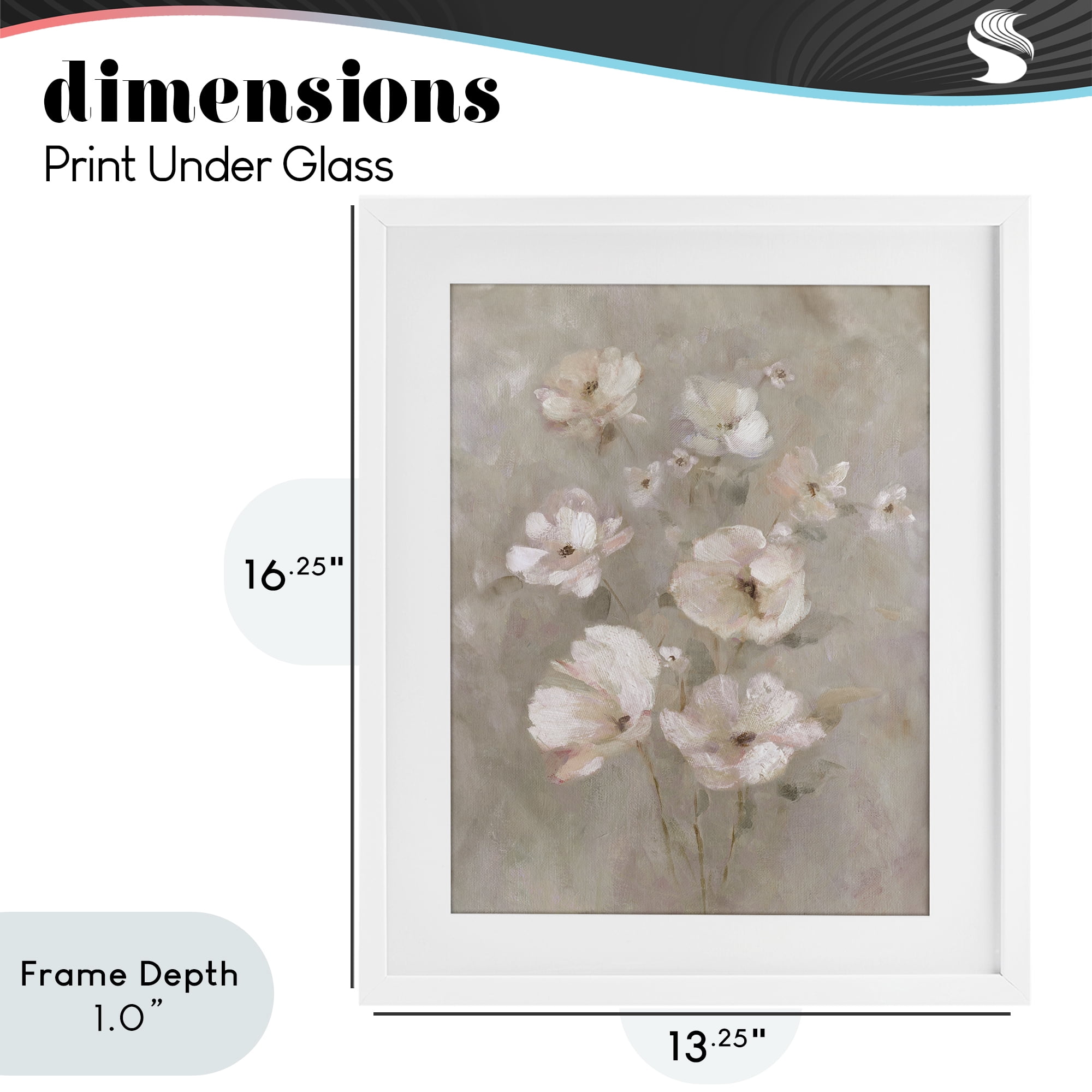 Stupell Industries Blush Florals over Beige White Framed Print Under Glass, design by Carol Robinson