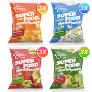 Awsum Organics SUPERFOOD Protein Snacks | Healthy Crunchy Puffed Snack | Plant-Based Protein Puffs | USDA Organic | Kosher | Non GMO | Gluten Free | No Added Sugar (Variety, 12 packs)