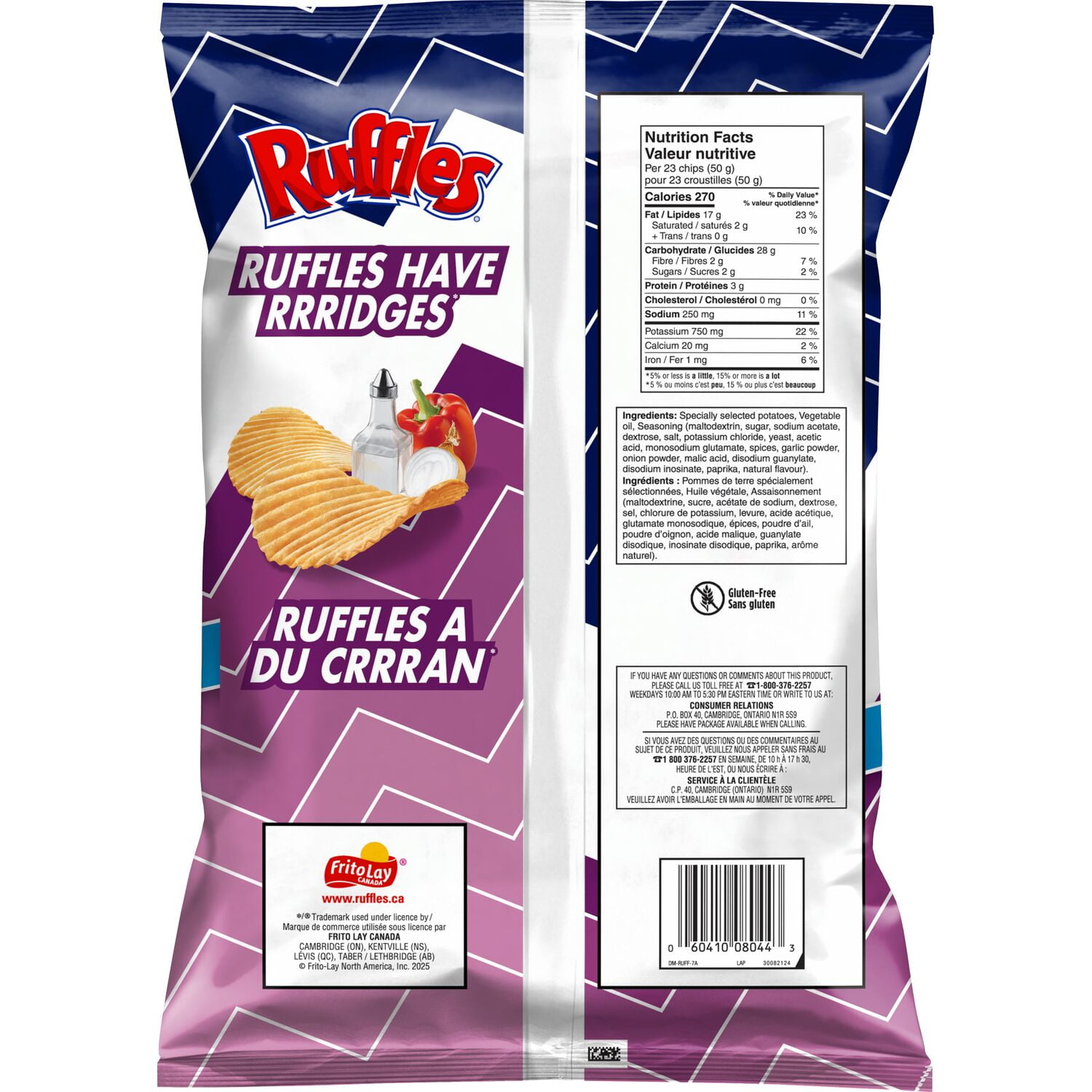 Ruffles croustilles Assaisonnées, format écono 380 g.