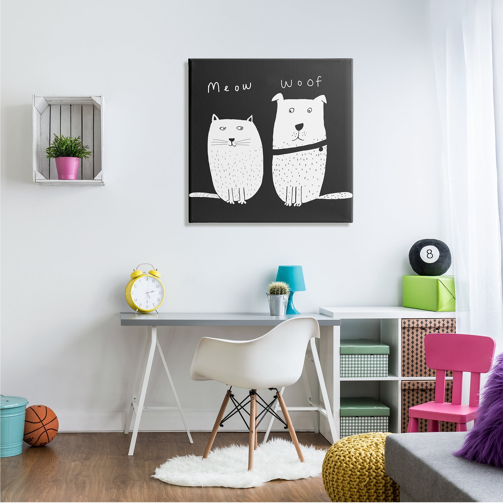 Stupell Industries Kids' Cat and Dog Pet Pair Meow Woof, 30 x 30,Design by Carla Daly
