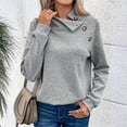 thumbnail image 2 of Women'S Slim Fit Textured Stand Collar Sweatshirt, Casual Long Sleeve Top With Button Detail, Streetwear All-Season Versatile Apparel Gifts For Her Wrm Sweater Clothes (M, Light Gray) ZMTing, 2 of 3