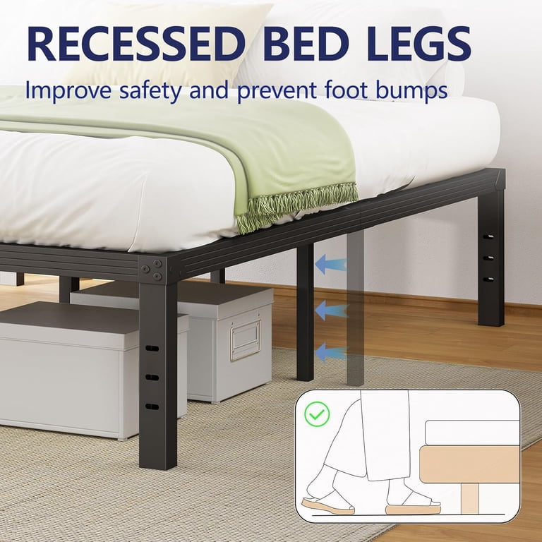12 Inch High King Size Platform Bed Frame - Metal, No Box Spring Needed, Easy Assembly, Noise Free, Black
